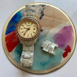 Fossil Rose Gold and White Watch